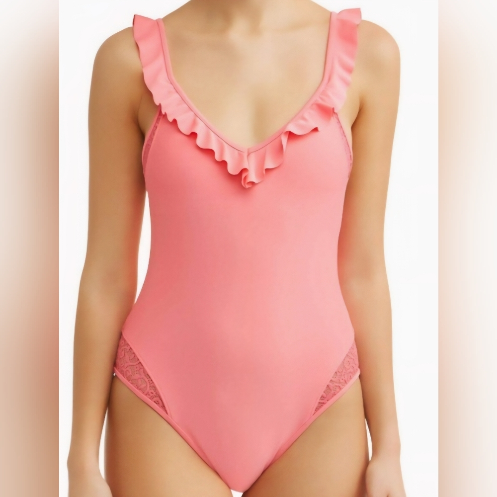 No Boundaries Pink Ruffled One Piece Swimsuit